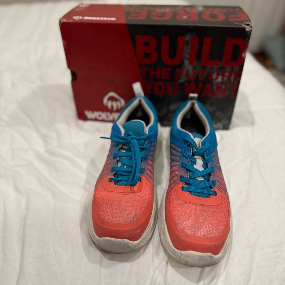 Wolverine Coral and Blue Bolt Durashocks Work Shoes - Picture 1 of 12